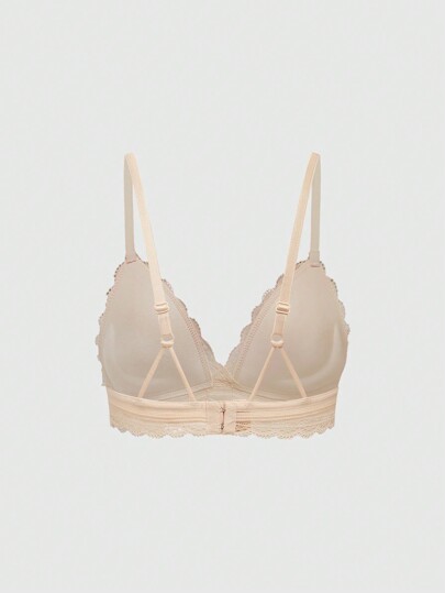1 pieza Conjunto de lencería con sujetador sin aros y camisola de tirantes finos minimalista para mujer