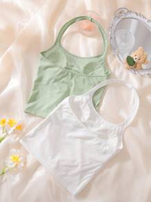 2pcs/Set Teen Girls Racerback Spring Camisole Tops With Cups - Multicolor - View 2