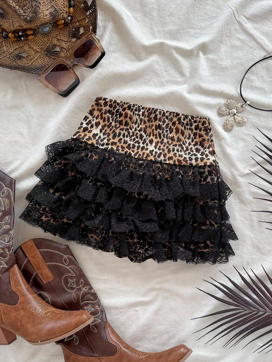 Soleia Quần short ren họa tiết da báo cho nữ, kỳ nghỉ - Nhiều màu - Xem 1