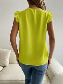 Breezaya Women's Solid Color V-Neck Sleeveless Simple Casual Top, Everyday Wear - Mustard Yellow - View 2