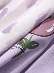 DAZY 2 piezas Conjunto de pijama de mujer con estampado, cómodo y holgado de manga corta