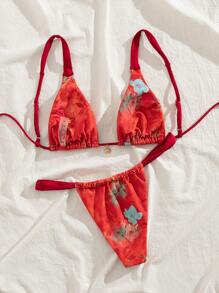 Swim Mod Springbreak Summer Holiday Spaghetti Strap Seashell Pendant Top And Thong Bikini 2 Pieces Set - Multicolor - View 2