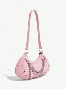 SHEIN X Lucía Bellido SHEIN ICON 女士休闲单肩包，日常携带钱包 - 粉色 - 查看 3