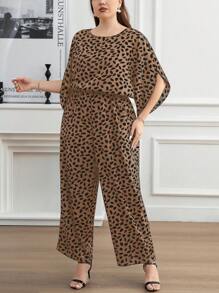 SHEIN Clasi Mono informal de mujer de cintura alta con estampado total y cuello redondo