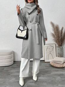 SHEIN Clasi Veste décontractée à manches longues et boutons pour femmes, couleur unie, pour le port quotidien