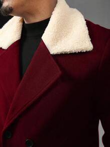 Manfinity Homme Abrigo largo de manga larga con botones y paneles de unicolor para hombres de talla grande, otoño/invierno