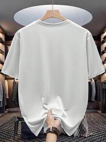 Manfinity Dauomo Herren Lässig Rundhals T-Shirt, minimalistisch & modisch für den täglichen Gebrauch - Weiss - Übersicht 2