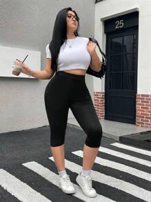 Solflare 2条装加大码弹力七分紧身裤，春夏百搭休闲装