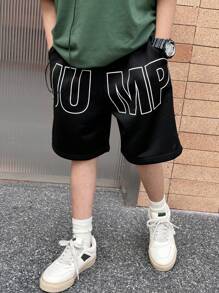 DAZY Tween Boy Letter Print Casual Simple Style Everyday Shorts,Back To School Clothes - Black - View 7