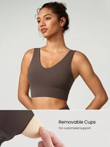 GLOWMODE FeatherFit™ V-Neck U-Back Sports Bra Tank Top Light Support Low Impact Yoga Studio