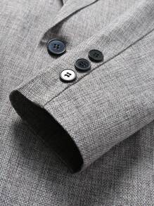 Manfinity Mode Plus Size Men's Button Front Long Sleeve Pocket Flat Collar Blazer