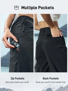 In My Nature Women's Front Button Pocket Letter Print Casual Hiking Pants, Minimalist Design