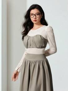 EastFlair Women's Casual Solid Color Ruched Bandeau Top/Summer - Khaki - View 4