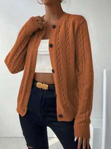 Chiquease Women Plain Front Button Long Sleeve Casual Top, Daily Wear