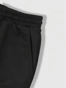 Manfinity Homme Plus Size Men's Front Tie Pocket Letter Print Casual Shorts