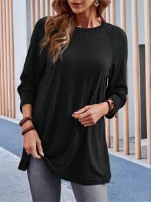 EMERY ROSE Plus Size Round Neck Long Sleeve Casual Loose Soft Appealing Winter T-Shirt,Fall Clothes