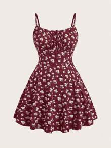 SHEIN EZwear 玫瑰红性感紧身吊带迷你连衣裙，夏季 - 玫瑰紅 - 查看 1