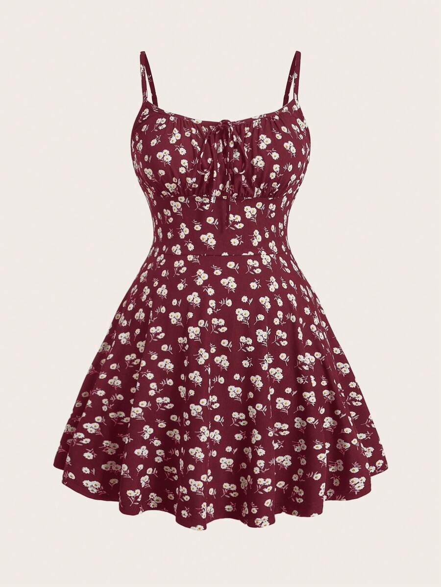 SHEIN EZwear 玫瑰红性感紧身吊带迷你连衣裙,夏季 - 玫瑰紅 - 查看 1