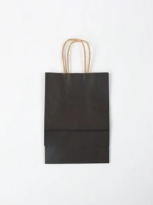 5/24 chiếc Túi giấy Kraft màu đen cỡ trung 16x22x8cm, Túi quà tặng có thể tái sử dụng cho sinh nhật, tiệc tùng, đám cưới, thân thiện, thích hợp làm quà tặng bạn bè - màu đen - Xem 5