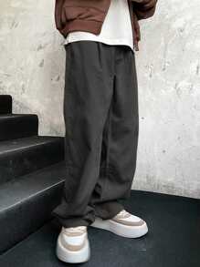 Manfinity Hypemode Loose Men Solid Color Drawstring Waist Pants