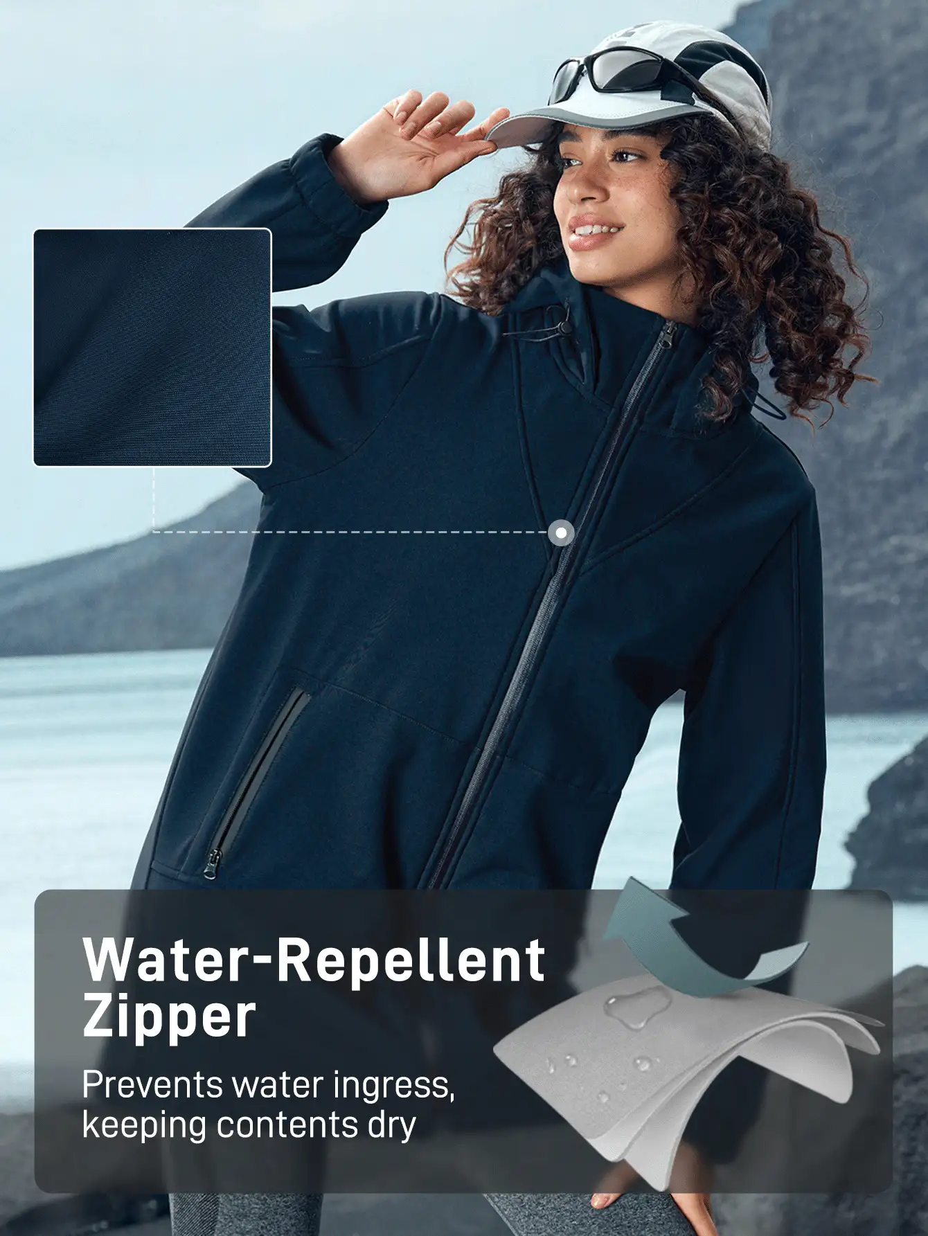 In My Nature Women's Drawstring Hooded Outdoor Raincoat Jacket