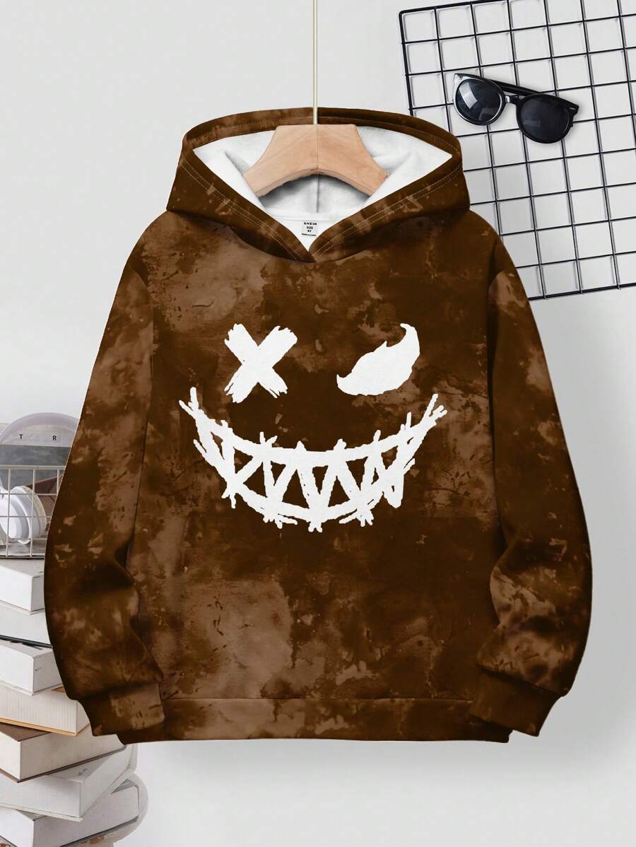 青少年男孩休闲宽松舒适长袖连帽衫 - 彩色 - 查看 1