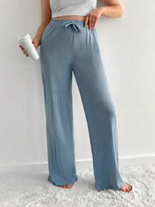 SHEIN 100%Cotton Plus Cottnline 3 Piece Solid Knit Pants Set - Multicolor - View 3