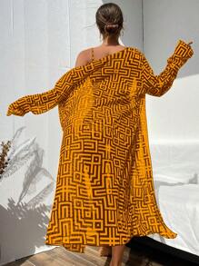 Swim Lushoire 3pcs Women Swimwear Set + Random Print For Summer Beach Vacation - Multicolor - View 4