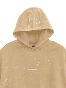 NEON BLANC 男士街头风格针织刺绣装饰长袖连帽衫，适合秋冬 - 棕色 - 查看 3