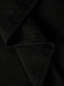 SHEIN LUNE 大码休闲卡通口号印花短袖 T 恤，适合夏季 - 黑色 - 查看 4