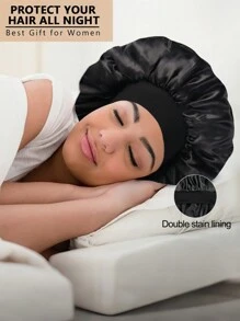 1pc Satin Sleeping Cap, Adjustable Sleeping Cap, Ladies And Gentlemen Satin Sleeping Cap, Comfortable To Wrap Hair While Sleeping, Soft Hat Home Bathroom Decor Summer
