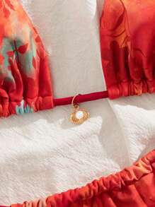 Swim Mod Springbreak Summer Holiday Spaghetti Strap Seashell Pendant Top And Thong Bikini 2 Pieces Set - Multicolor - View 3