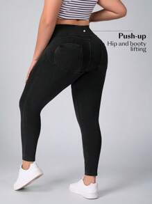 Flexra Plus Size Women High Waist Skinny Stretchy Knit Denim Apple Bottom Jeans Casual Jeans