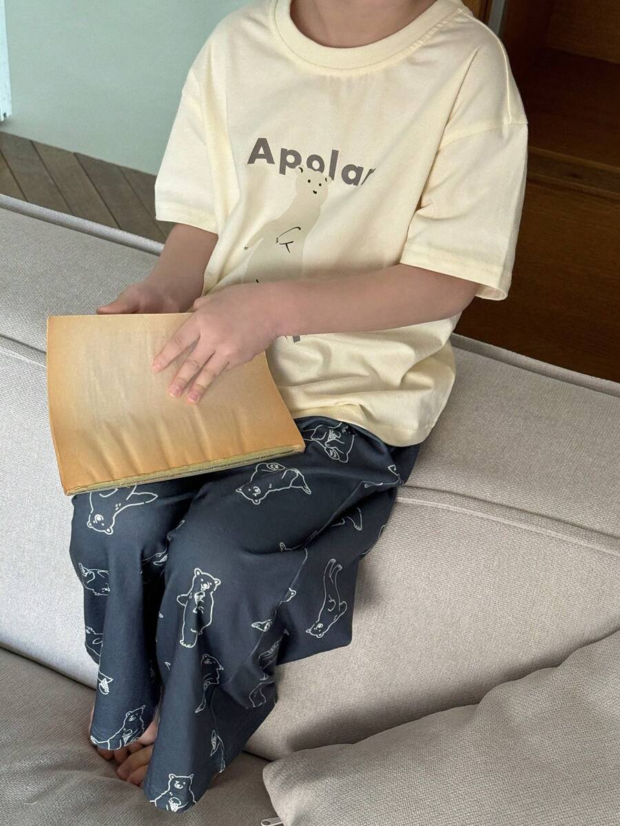 DAZY 适合小男孩的秋季休闲睡衣 - 米色 - 查看 1