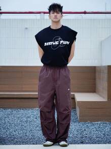 DAZY 男士紫色工装徒步户外运动裤，学院风商务装 - 紫色 - 查看 8