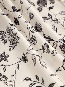 SHEIN 青少年女孩休闲夏季单肩泡泡袖黑白钩织花卉褶皱大 A 形下摆女孩露肩长裙、女孩连衣裙、女孩服装、优雅、度假、海滨、沙滩装、女孩情人节装、青少年女孩连衣裙、母女搭配、情人节