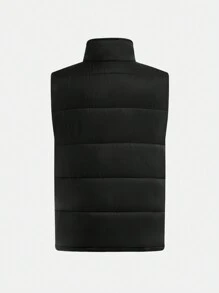 SHEIN Tween-Mädchen 3-teiliges Set Locker sitzendes Sweatshirt mit Rundhalsausschnitt und Buchstabengrafik, Hose aus PU-Leder und dicke Weste mit Stehkragen, lässig und warm - Schwarz - Übersicht 12