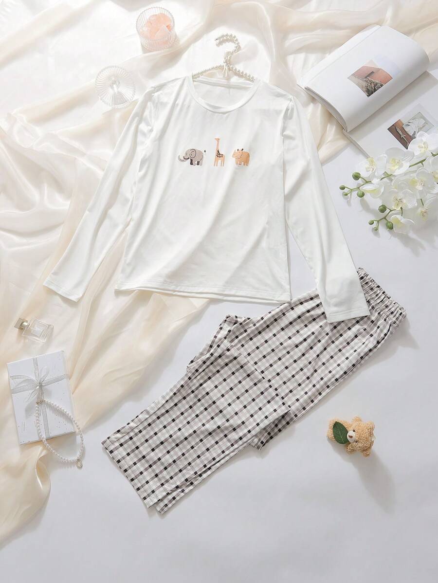 2 Pieces Set Milk Silk Printed Long Sleeve Top And Long Pants, Comfortable Pajamas For Teen Boys - Multicolor - View 1