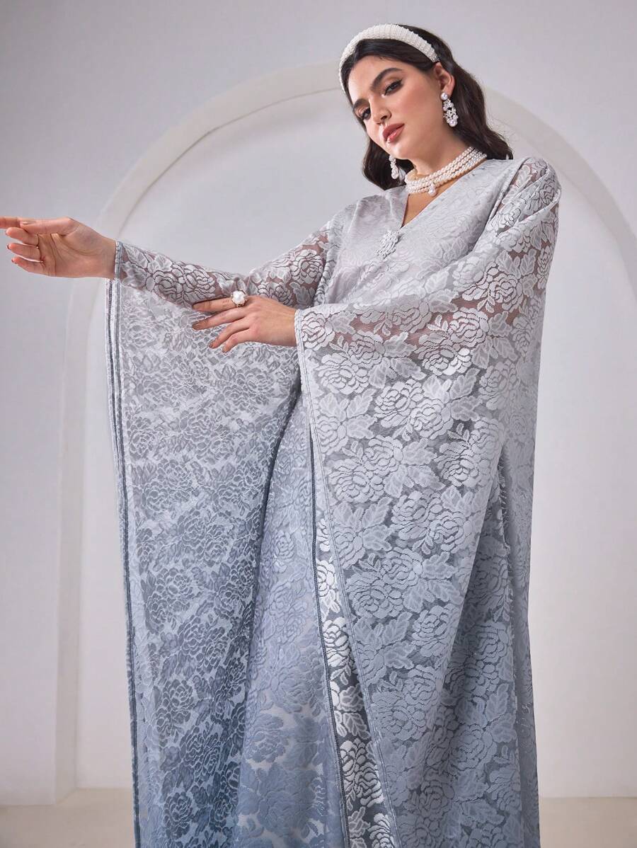 Al Najma Ladies Turkish And Arab Traditional Long Robe Kaftan Jalabiya Dress - Baby Blue - View 1