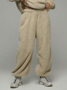 Musera Sport Fleece Cuffed Tracksuit Bottom, For Airport, Casual - Apricot - View 2