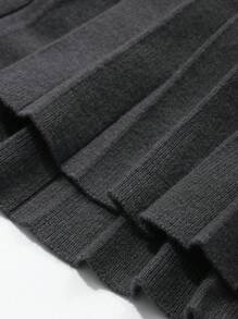 DAZY Vestido de punto plisado de color liso, de estilo minimalista, para niñas (talla pequeña), para uso casual diario