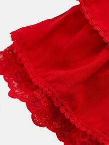 SHEIN Girlism 青少年女孩休闲编织分层裙子 - 紅色 - 查看 5