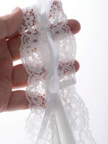 DAZY Women's Lace Patchwork Bow Decor Fitted Casual Camisole Tank Tops