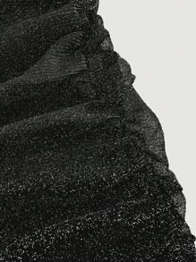 SHEIN Privé Women's Solid Color Sleeveless Slim Fit Short Elegant Dress - Black - View 4