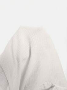 SHEIN VCAY Plus Tie Waist Roll Up Hem Summer Shorts - White - View 3