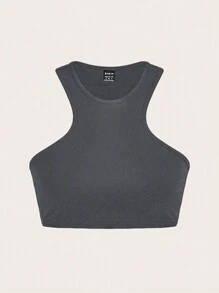 SHEIN EZwear 1 Stück Damen graues kurzes, sexy, eng anliegendes Trägershirt, geeignet für den Sommer