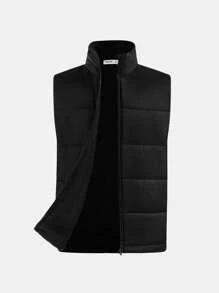 SHEIN Tween-Mädchen 3-teiliges Set Locker sitzendes Sweatshirt mit Rundhalsausschnitt und Buchstabengrafik, Hose aus PU-Leder und dicke Weste mit Stehkragen, lässig und warm - Schwarz - Übersicht 15