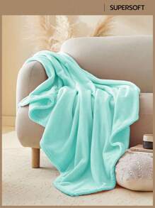 1 件超柔软 280GSM 法兰绒羊毛毯，轻质毛绒毯，适合床沙发旅行，薄荷绿