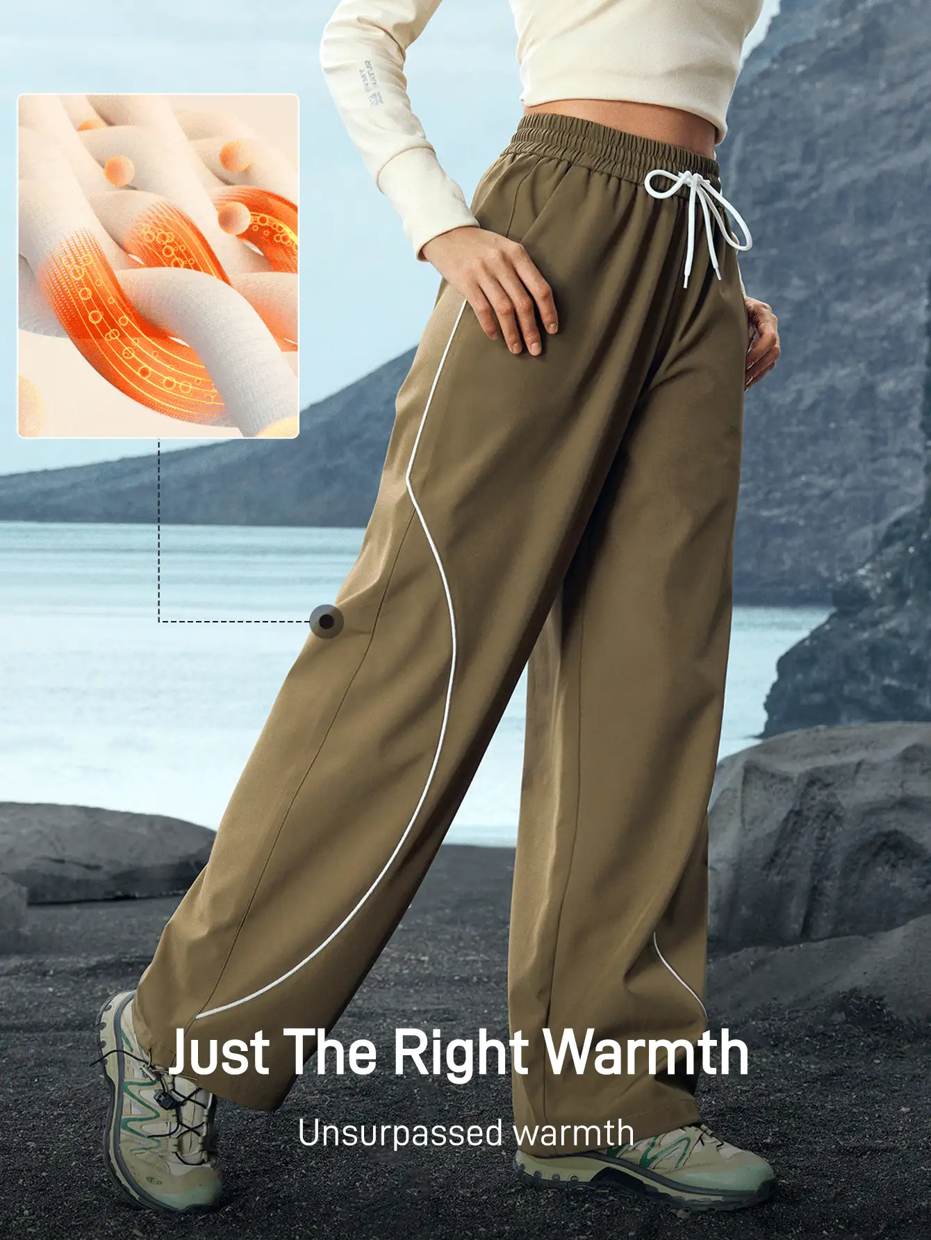 In My Nature 女款拼接前系带简约休闲户外长裤