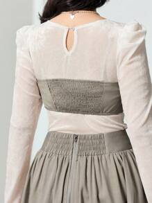 EastFlair Women's Casual Solid Color Ruched Bandeau Top/Summer - Khaki - View 2